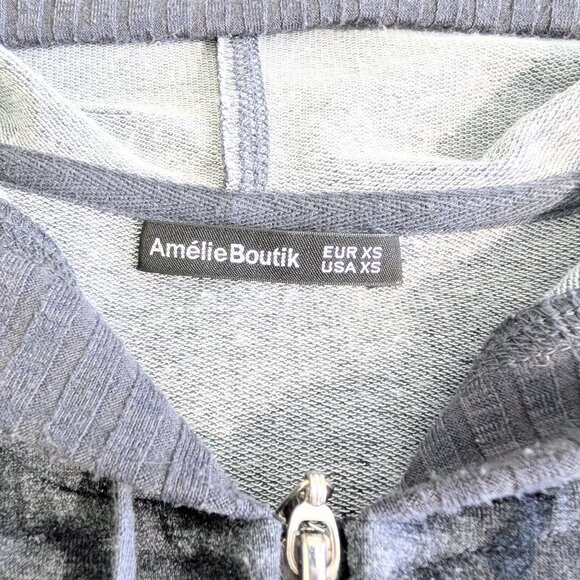 AmélieBoutik Cotton Blend Zip-up Hoodie, XS, Grey - Picture 4 of 9